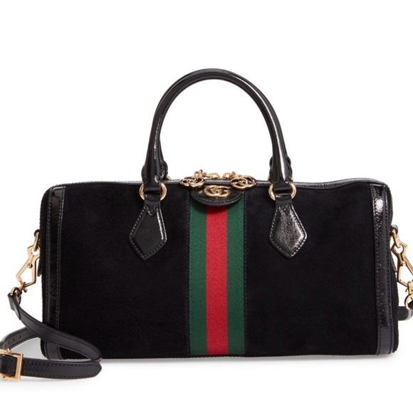 Gucci Handbags - Gucci Black Suede Boston Bag top handle/Crossbody